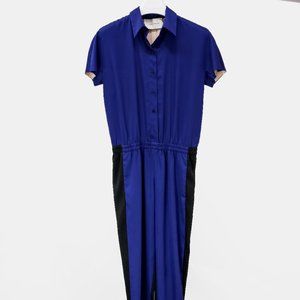 Cedric Charlier Blue Silk Jumpsuit